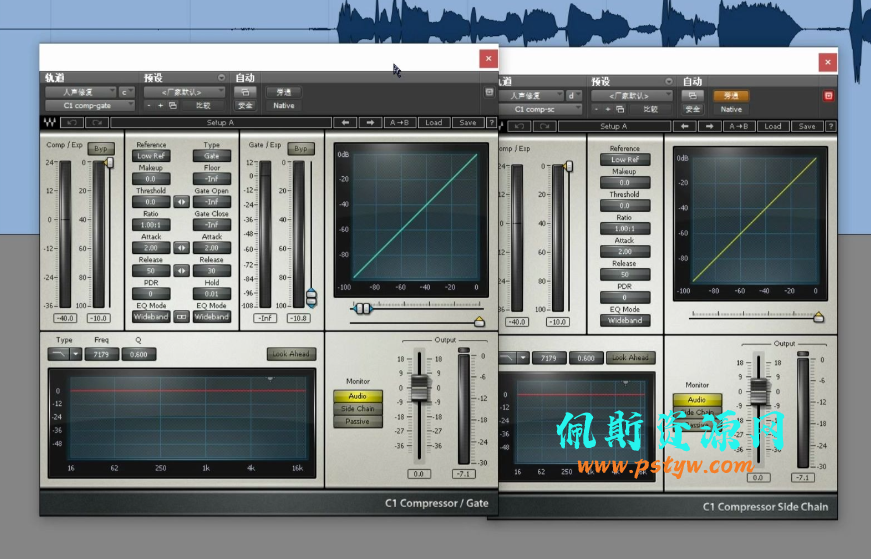 佩斯音频最新教程中英文翻译对比Waves c1 comp 数字压缩器(使用视频)