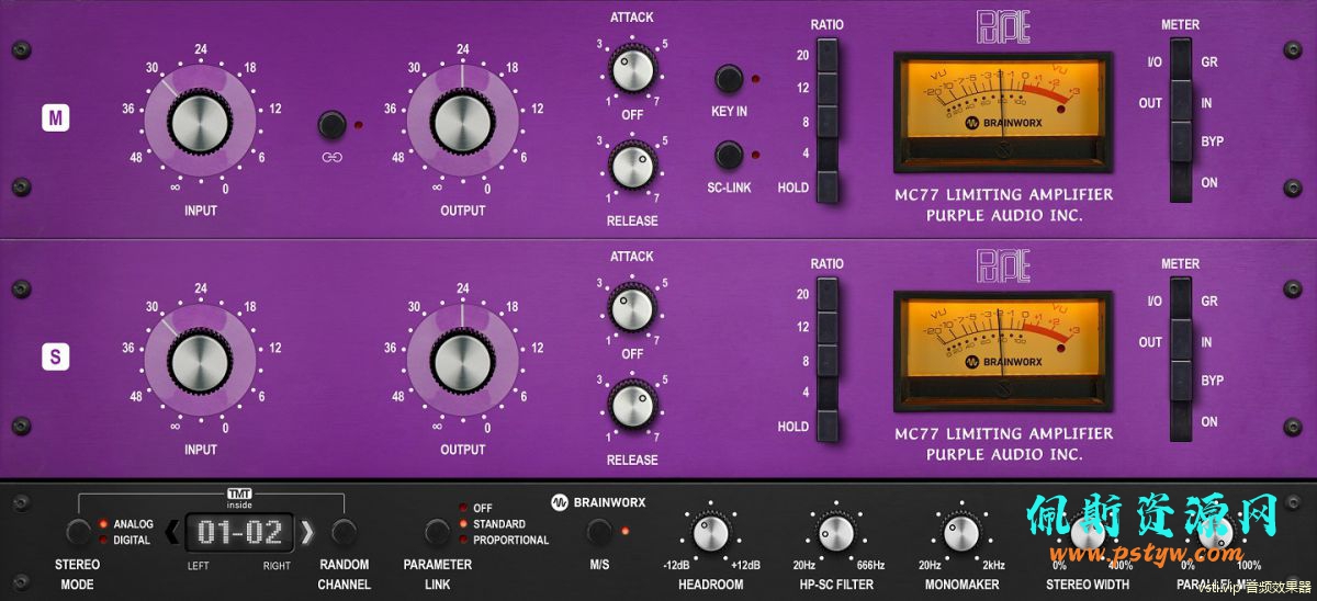 Plugin Alliance Brainworx Purple Audio压缩机1176在低音吉他